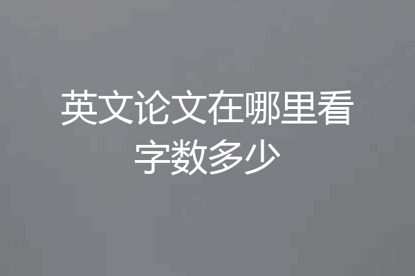 英文论文在哪里看字数多少