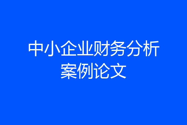 中小企业财务分析案例论文