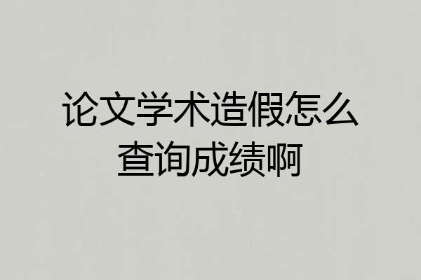 论文学术造假怎么查询成绩啊