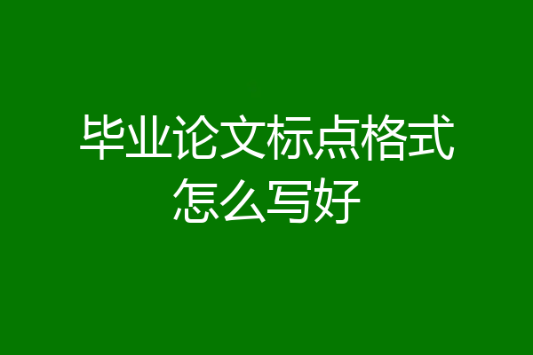 毕业论文标点格式怎么写好