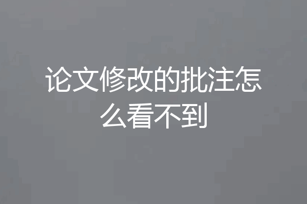 论文修改的批注怎么看不到