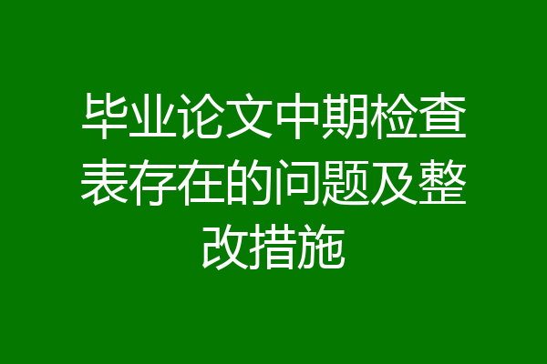 毕业论文中期检查表存在的问题及整改措施