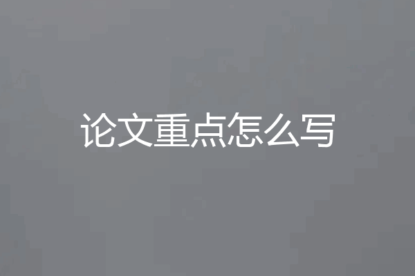 论文重点怎么写
