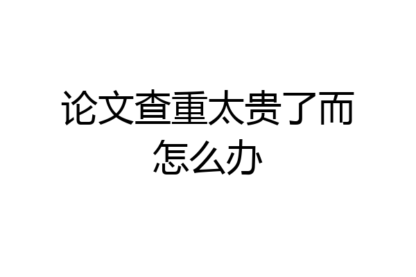 论文查重太贵了而怎么办