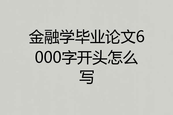 金融学毕业论文6000字开头怎么写