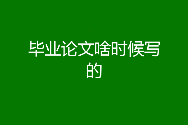 毕业论文啥时候写的