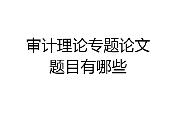 审计理论专题论文题目有哪些