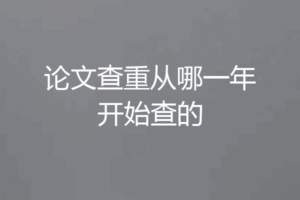 论文查重从哪一年开始查的