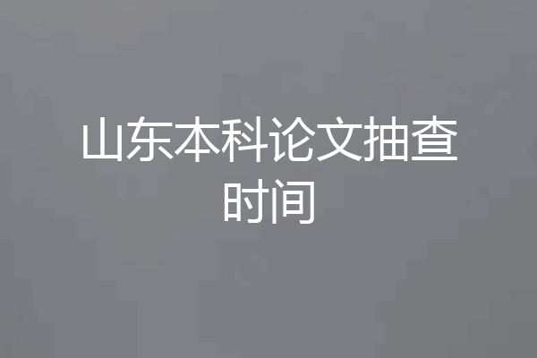 山东本科论文抽查时间