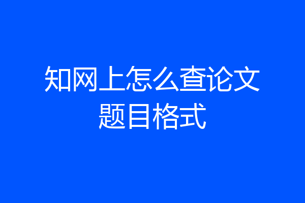 知网上怎么查论文题目格式