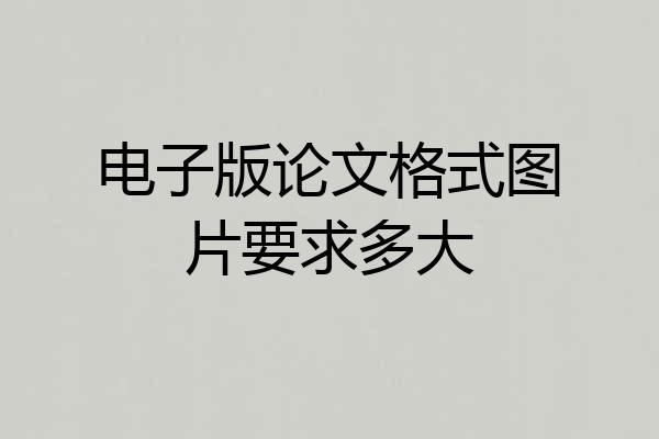 电子版论文格式图片要求多大