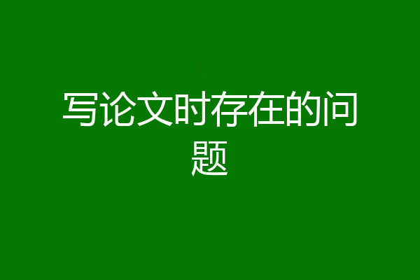 写论文时存在的问题