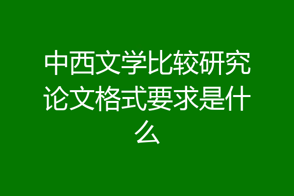 中西文学比较研究论文格式要求是什么