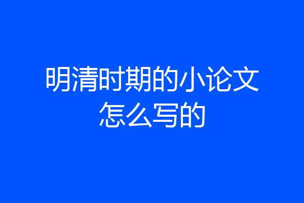 明清时期的小论文怎么写的