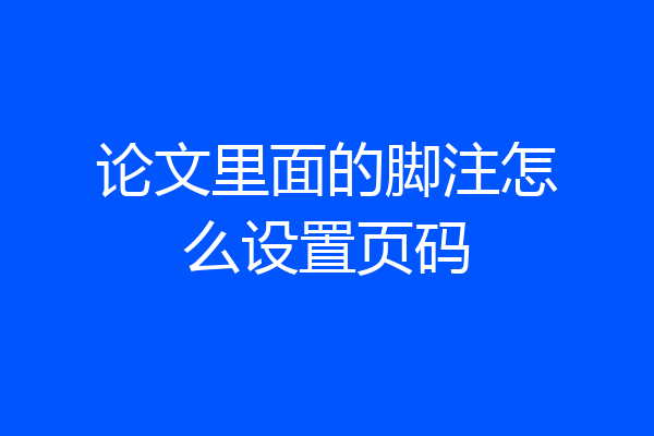 论文里面的脚注怎么设置页码