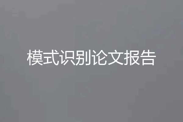 模式识别论文报告