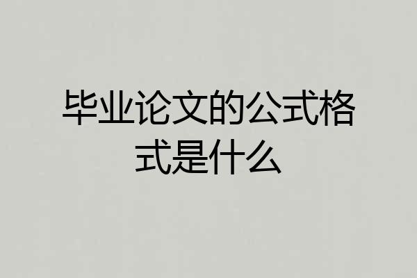 毕业论文的公式格式是什么