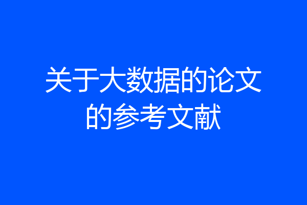 关于大数据的论文的参考文献