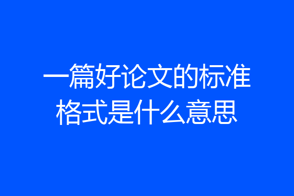 一篇好论文的标准格式是什么意思