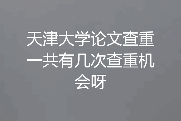 天津大学论文查重一共有几次查重机会呀