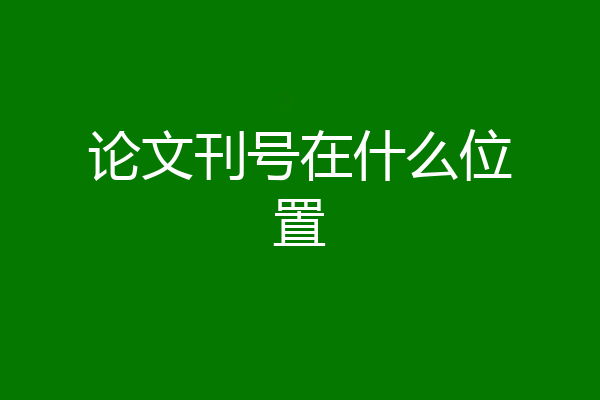 论文刊号在什么位置