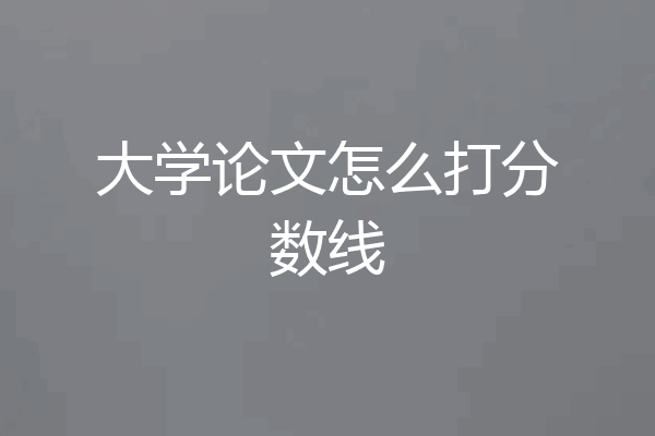 大学论文怎么打分数线