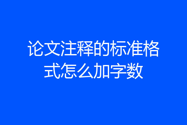 论文注释的标准格式怎么加字数