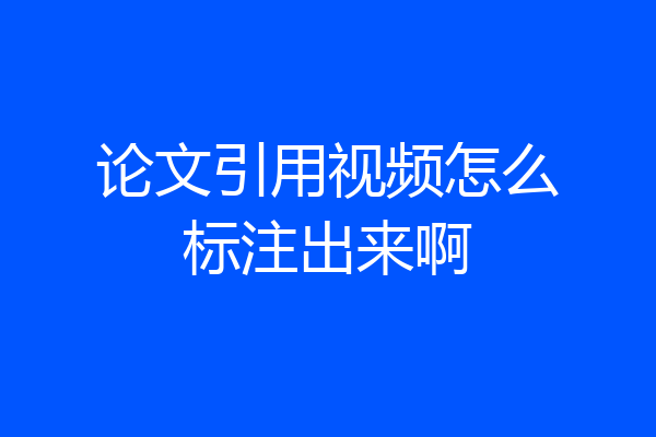 论文引用视频怎么标注出来啊