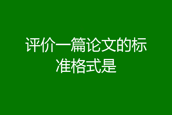 评价一篇论文的标准格式是
