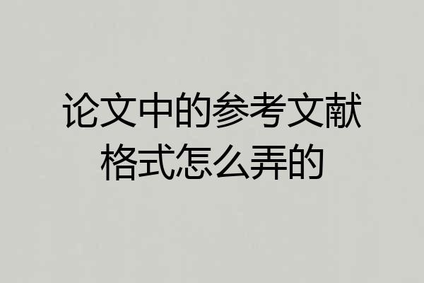 论文中的参考文献格式怎么弄的