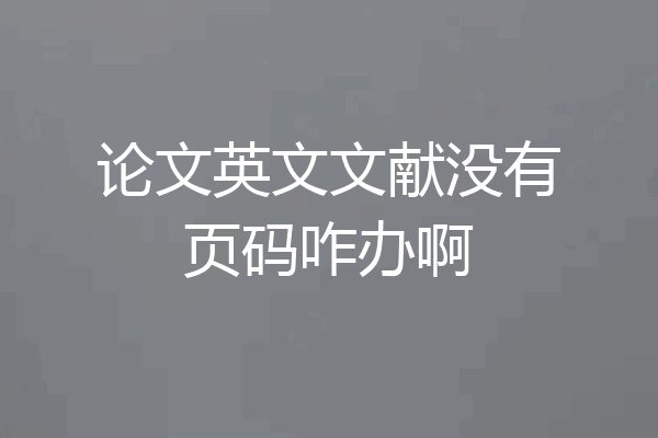 论文英文文献没有页码咋办啊