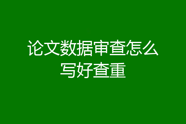 论文数据审查怎么写好查重