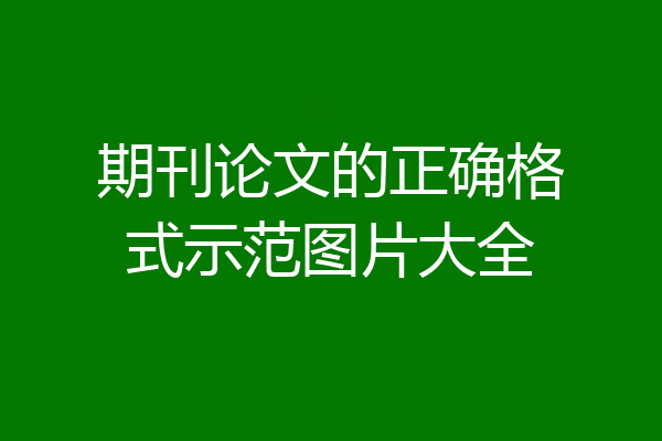 期刊论文的正确格式示范图片大全