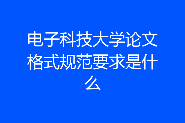 电子科技大学论文格式规范要求是什么