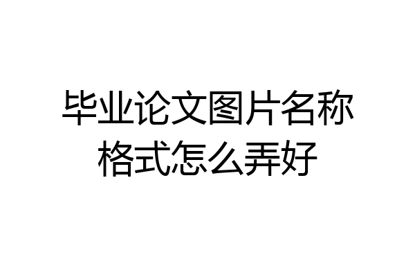 毕业论文图片名称格式怎么弄好