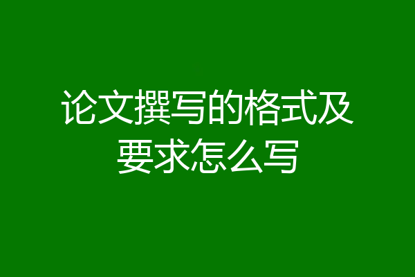 论文撰写的格式及要求怎么写