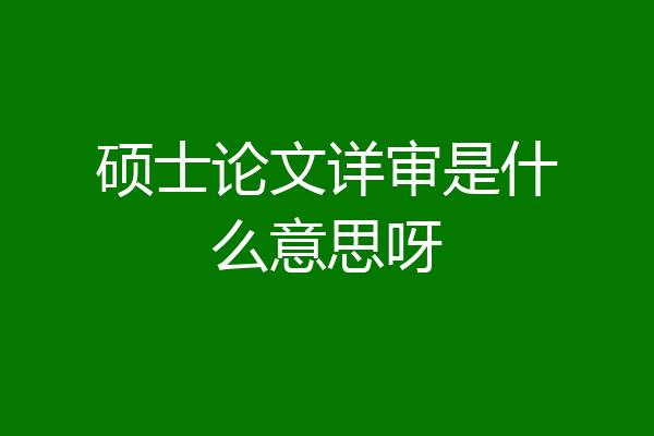 硕士论文详审是什么意思呀