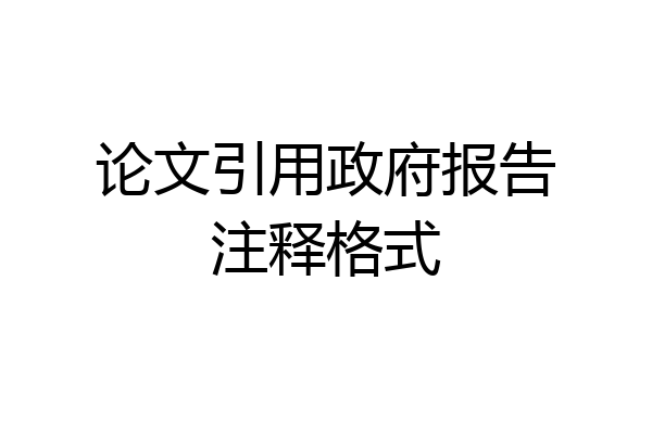 论文引用政府报告注释格式