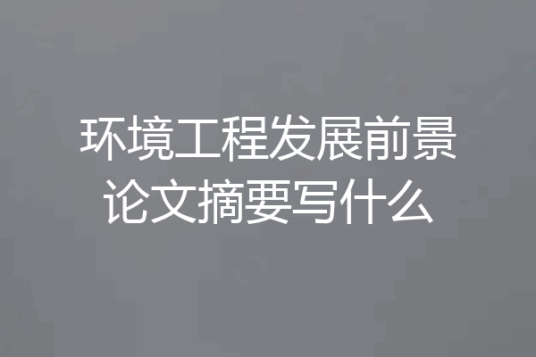 环境工程发展前景论文摘要写什么