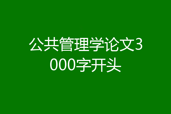 公共管理学论文3000字开头