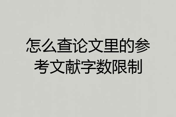 怎么查论文里的参考文献字数限制