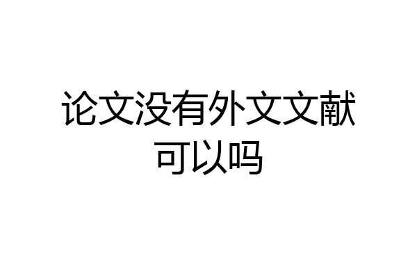 论文没有外文文献可以吗