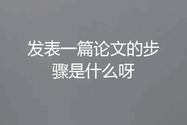 发表一篇论文的步骤是什么呀