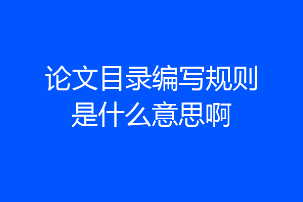论文目录编写规则是什么意思啊