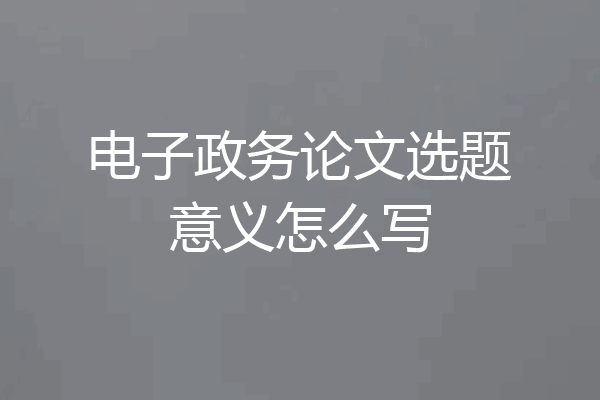 电子政务论文选题意义怎么写
