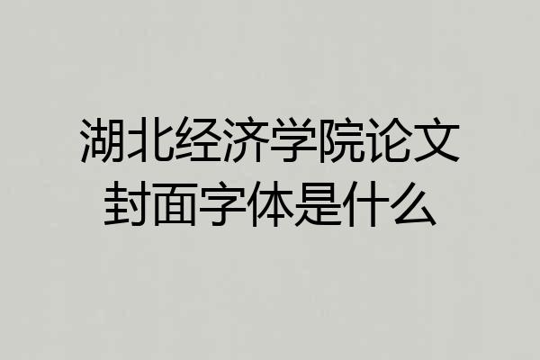 湖北经济学院论文封面字体是什么