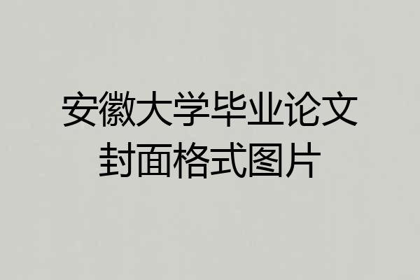 安徽大学毕业论文封面格式图片