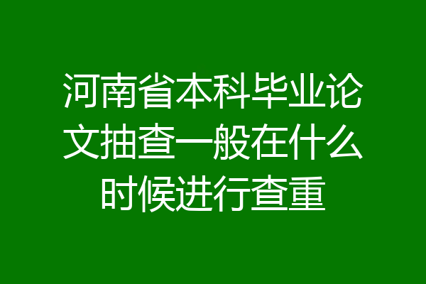 河南省本科毕业论文抽查一般在什么时候进行查重