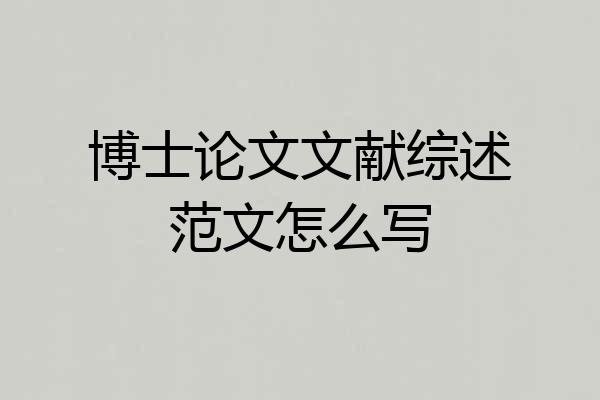博士论文文献综述范文怎么写