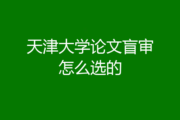 天津大学论文盲审怎么选的